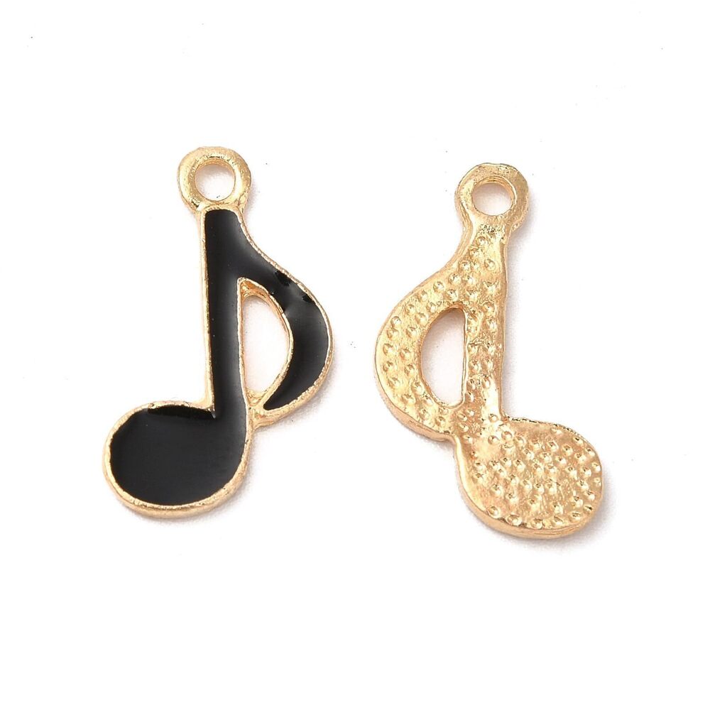 8501 100 pcs Black Musical Note Enamel Charms Music Theme Artistic Sign